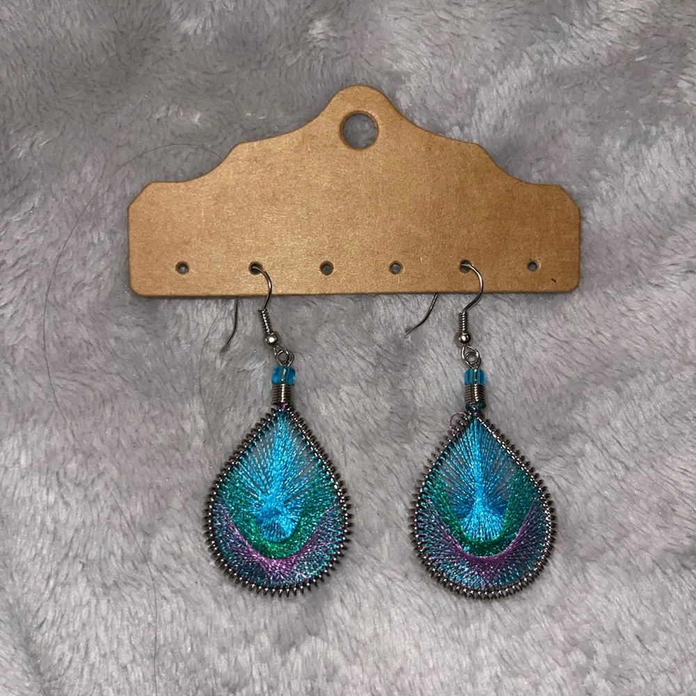 Vibrant Blue and Purple Teardrop Earrings